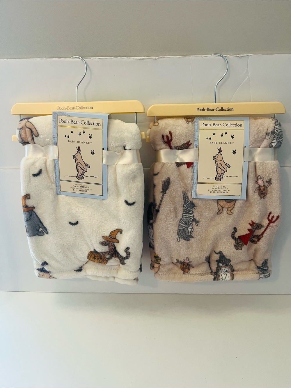 Winnie the Pooh Bear Collection Lot of 2 Halloween Baby Blankets Tigger Eeyore